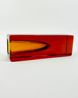 1960s BURNT HONEY BROWN SOMMERSO GLASS BLOCK VASE