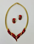 80s BARCS RED ENAMEL NECKLACE SUITE