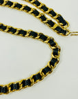 2009 CHANEL BLACK LEATHER GOLD PLATED LOGO BELT