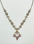 ANTIQUE SILVER FESTOON NECKLACE WITH PINK GLASS PASTES