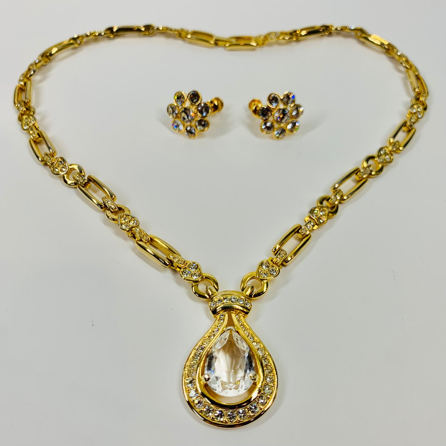 80s BARCS BOLD PEAR DROP NECKLACE SUITE