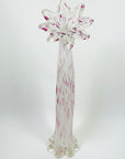 1980s CZECH PINK SPATTER GLASS FLOWER SHAPED VASE