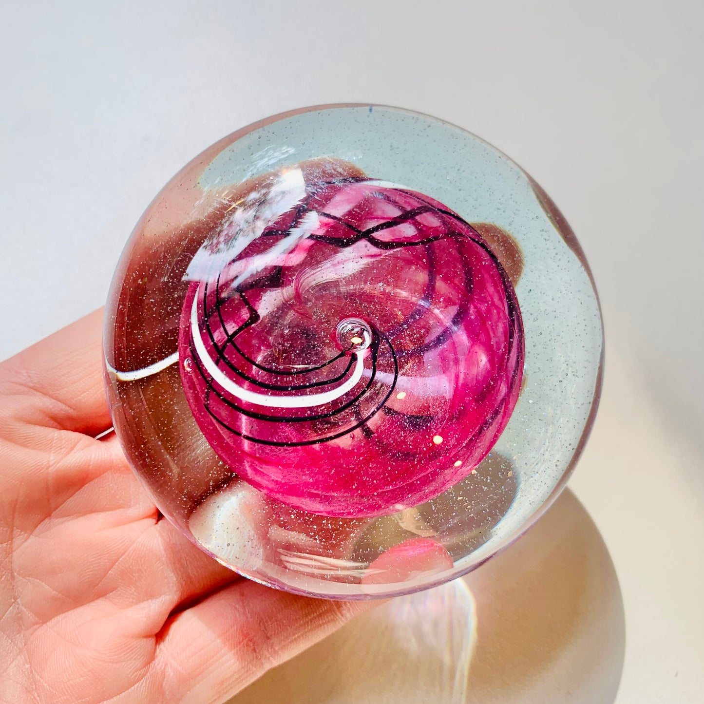 PINK SWIRLS ABSTRACT PEBBLE PAPERWEIGHT