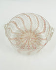 ANTIQUE PINK ZANFIRICO & LATTICINO GLASS PINCHED BOWL & MATCHING PLATE