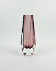 1960s PINK AMETHYST MURANO SOMMERSO FACETED GLASS BLOCK VASE