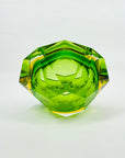 1950s GREEN YELLOW MURANO MANDRUZZATO SOMMERSO FACETED GLASS BOWL/ASHTRAY