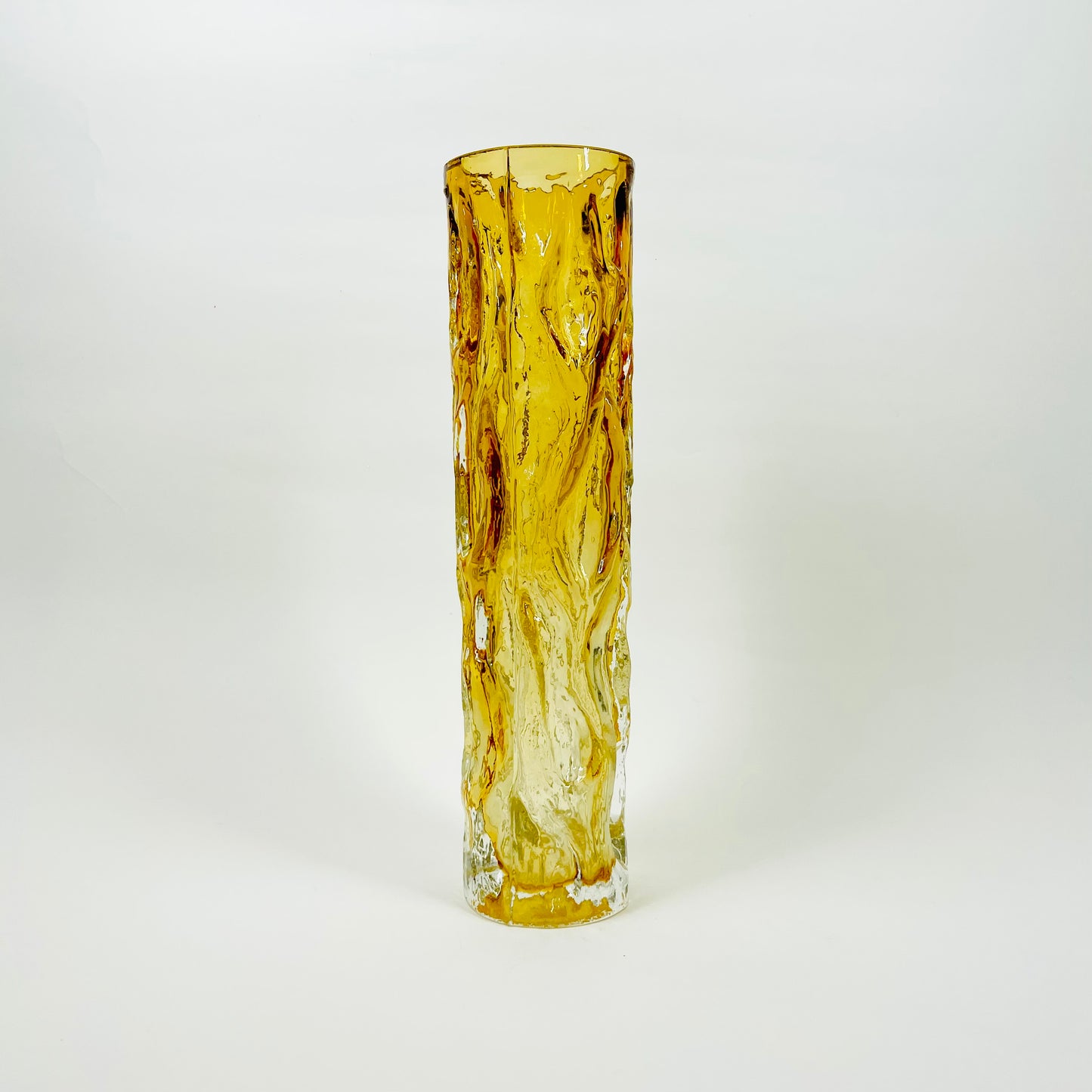 1970s GERMAN BARK GLASS CYLINDER VASE