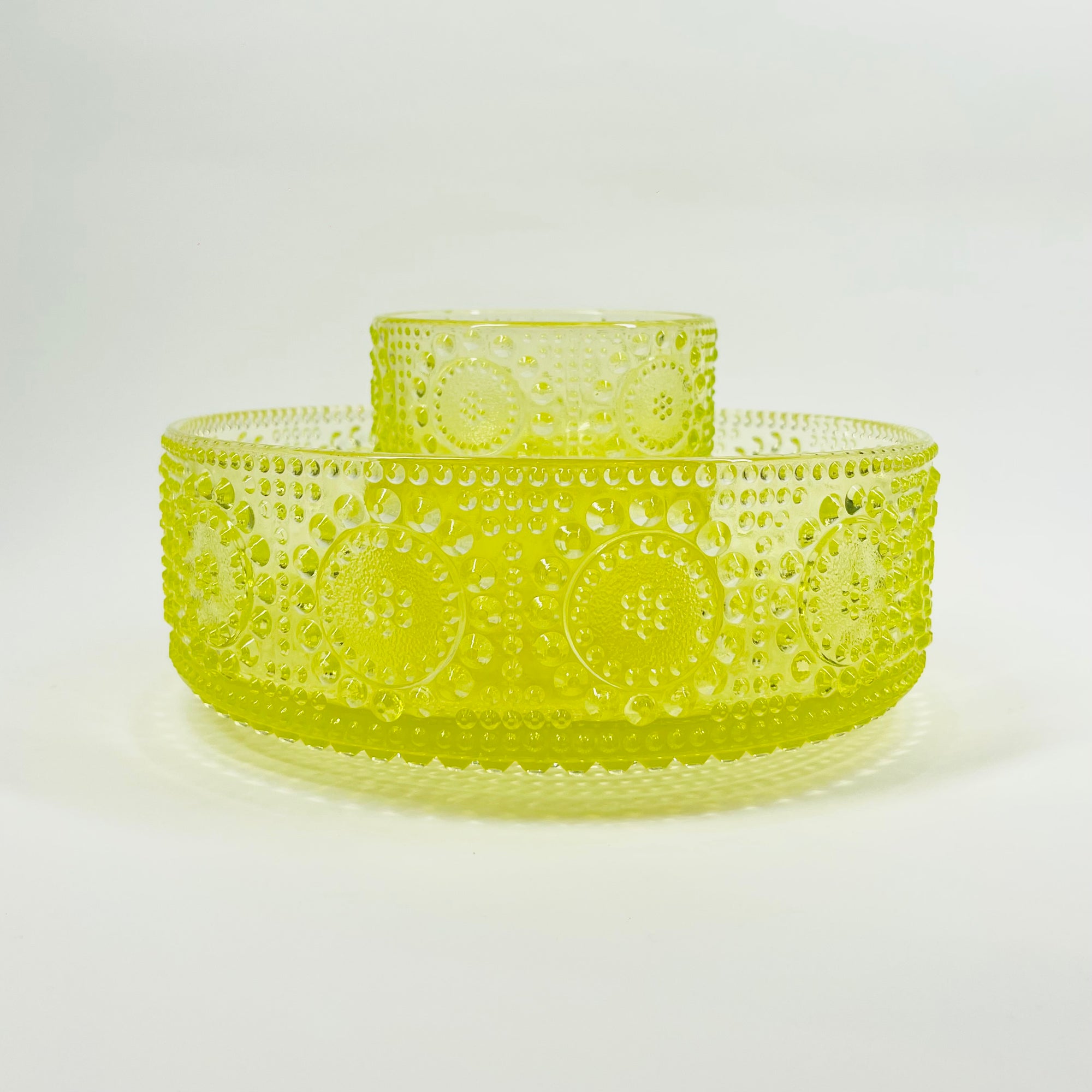 MIDCENTURY FINNISH URANIUM GLASS GRAPPONIA BOWL BY NANNY STILL FOR RIIHIMAEN LASI