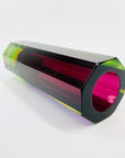 XL 1950s PINK PURPLE GREEN MURANO SOMMERSO FACETED GLASS BLOCK VASE
