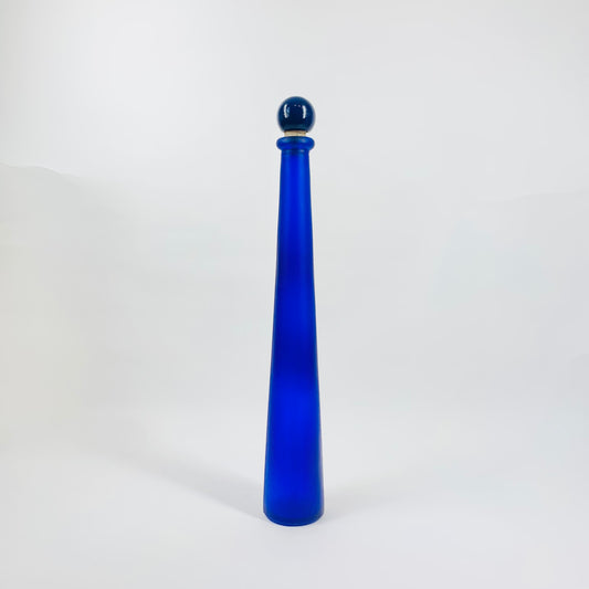 RETRO COBALT BLUE BOTTLE WITH WOOD STOPPER