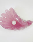 1950s PINK MURANO OPALINE GLASS SHELL BOWL WITH PEARL
