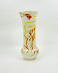1970s JAPANESE WHITE YELLOW ORANGE DRIP GLAZE POTTERY VASE