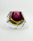 1950s FACETED MURANO PURPLE PINK BLUE YELLOW GEODE BOWL