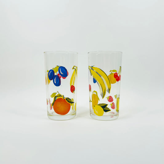 1970s ITALIAN LAMINATED FRUIT HIGHBALL GLASSES