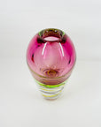 1950s PINK GREEN SOMMERSO MURANO SOMMERSO GLASS VASE WITH LATTICINO SWIRLS