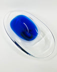 1970s COBALT BLUE SOMMERSO GLASS BOWL BY CZECH GLASS ARTIST JAN BERANEK
