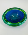 1940s BLUE AQUAMARINE SOMMERSO URANIUM GLASS OBLONG BOWL