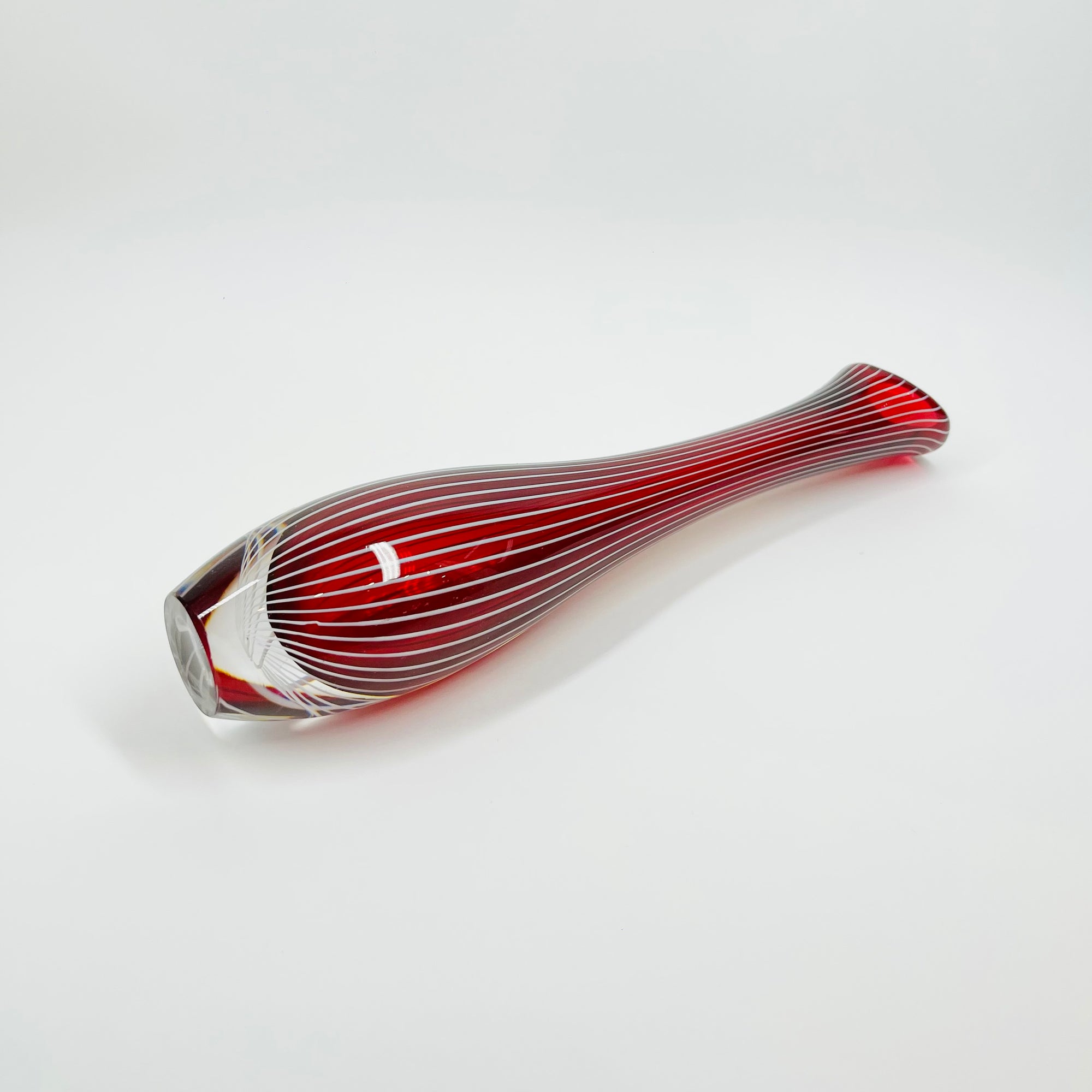 1960s ZEBRA SOMMERSO GLASS VASE BY VICKE LINDSTRAND FOR KOSTA BODA
