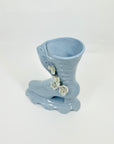 1950s JAPANESE KITSCH BLUE POTTERY BOOT VASE