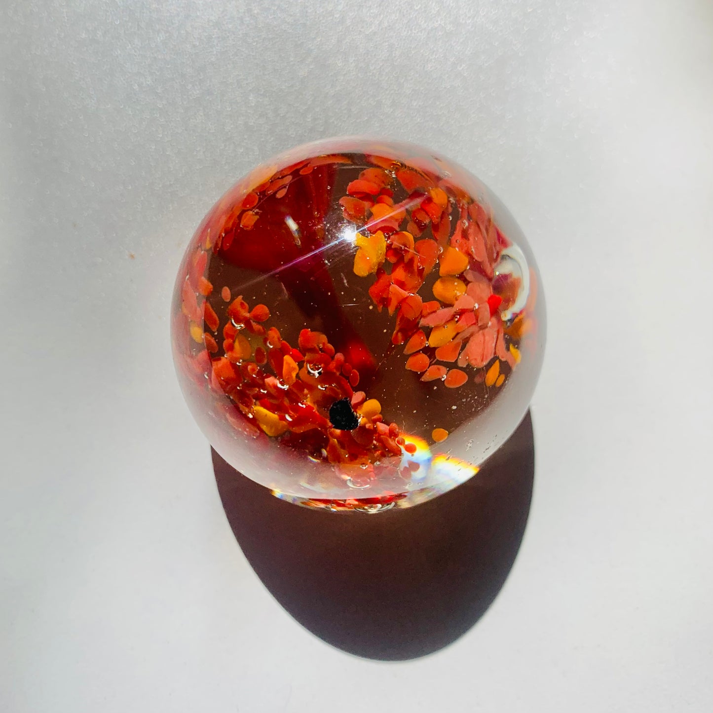 MCM MULTI SPATTER ART GLASS PAPERWEIGHT