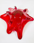 LARGE 1940s URANIUM MURANO RED SOMMERSO GLASS BOWL
