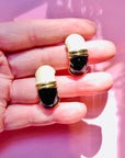 BLACK WHITE ENAMEL EARRINGS