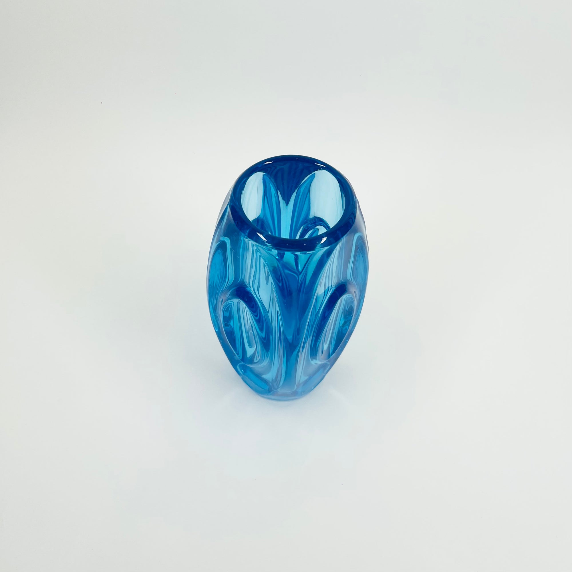 1960s SKLO UNION ROSICE LENS GLASS VASE BY RUDOLF SCHROTTER