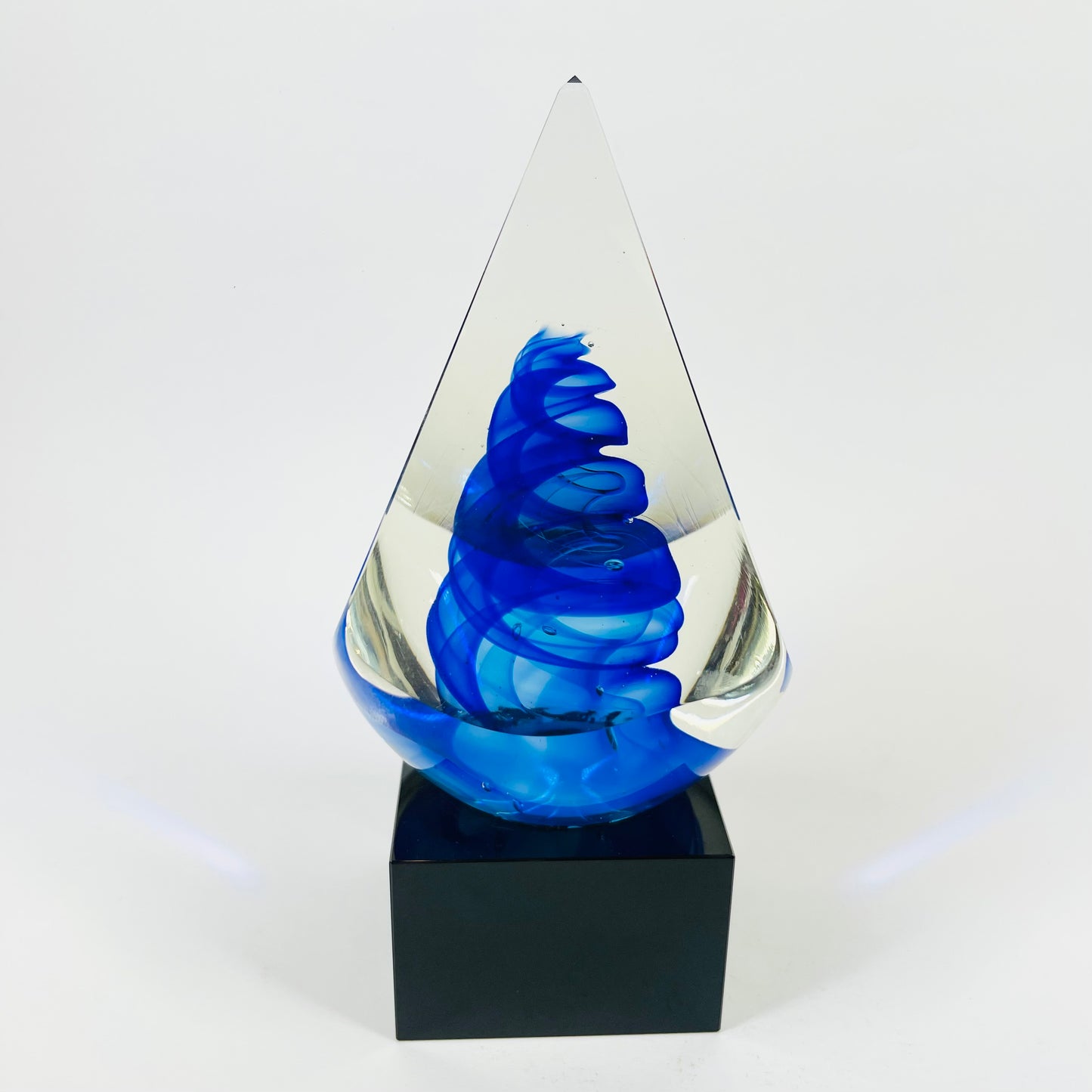 1980s FACETED MURANO COBALT BLUE ART GLASS OBELISK