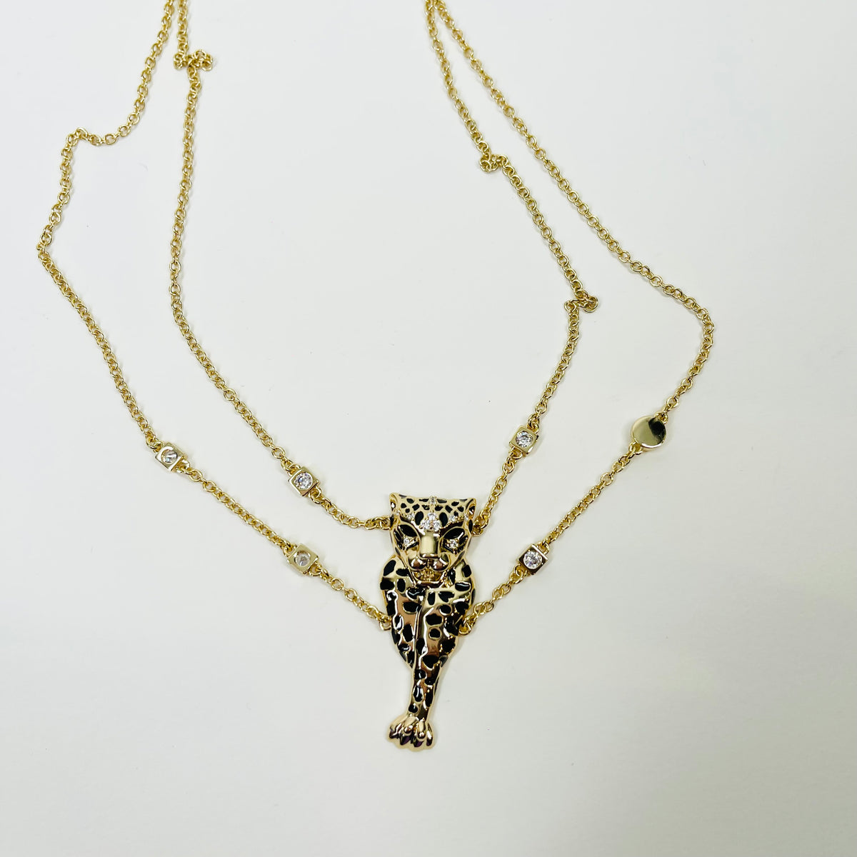 Y2K ROBERTO CAVALLI BLACK ENAMEL PANTHER NECKLACE