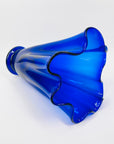 1960s MURANO COBALT BLUE FAZZOLETTO HANDKERCHIEF GLASS VASE