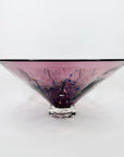 1990s AUSTRALIAN MOUTH BLOWN PINK PURPLE SPATTER ART GLASS BOWL BY MATT LARWOOD