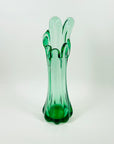1970s GREEN GLASS PALM VASE