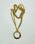 1980s CHANEL CC LOGO MEDALLION GLASS LOUPE PENDANT NECKLACE/BELT