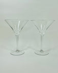 ANTIQUE ART DECO ETCHED CRYSTAL MARTINI GLASSES
