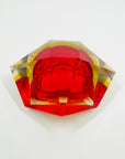 1950s FACETED MURANO RED YELLOW GEODE BOWL