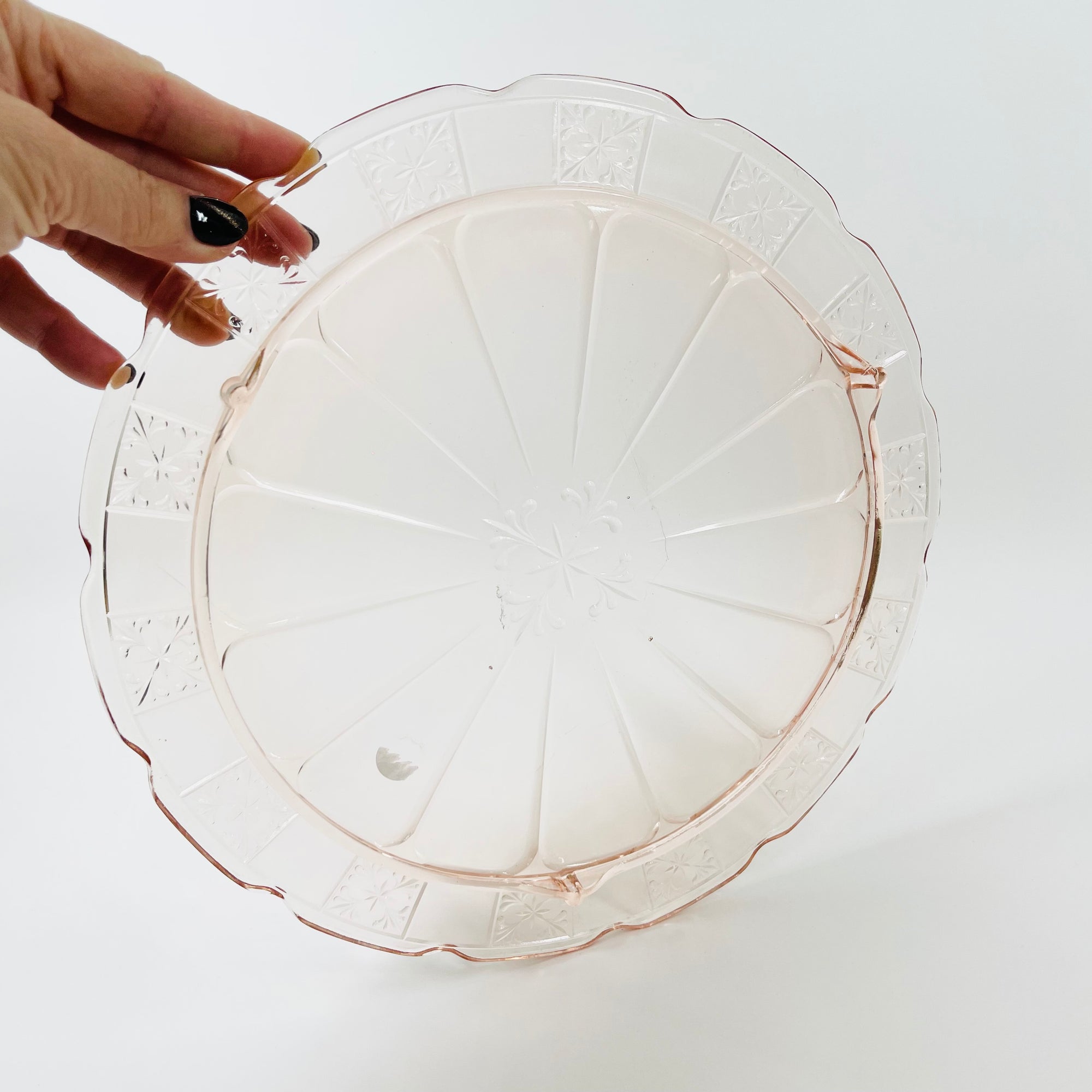 ANTIQUE DEPRESSION PINK PRESSED GLASS PLATE/BOWL/DINNER SERVICE