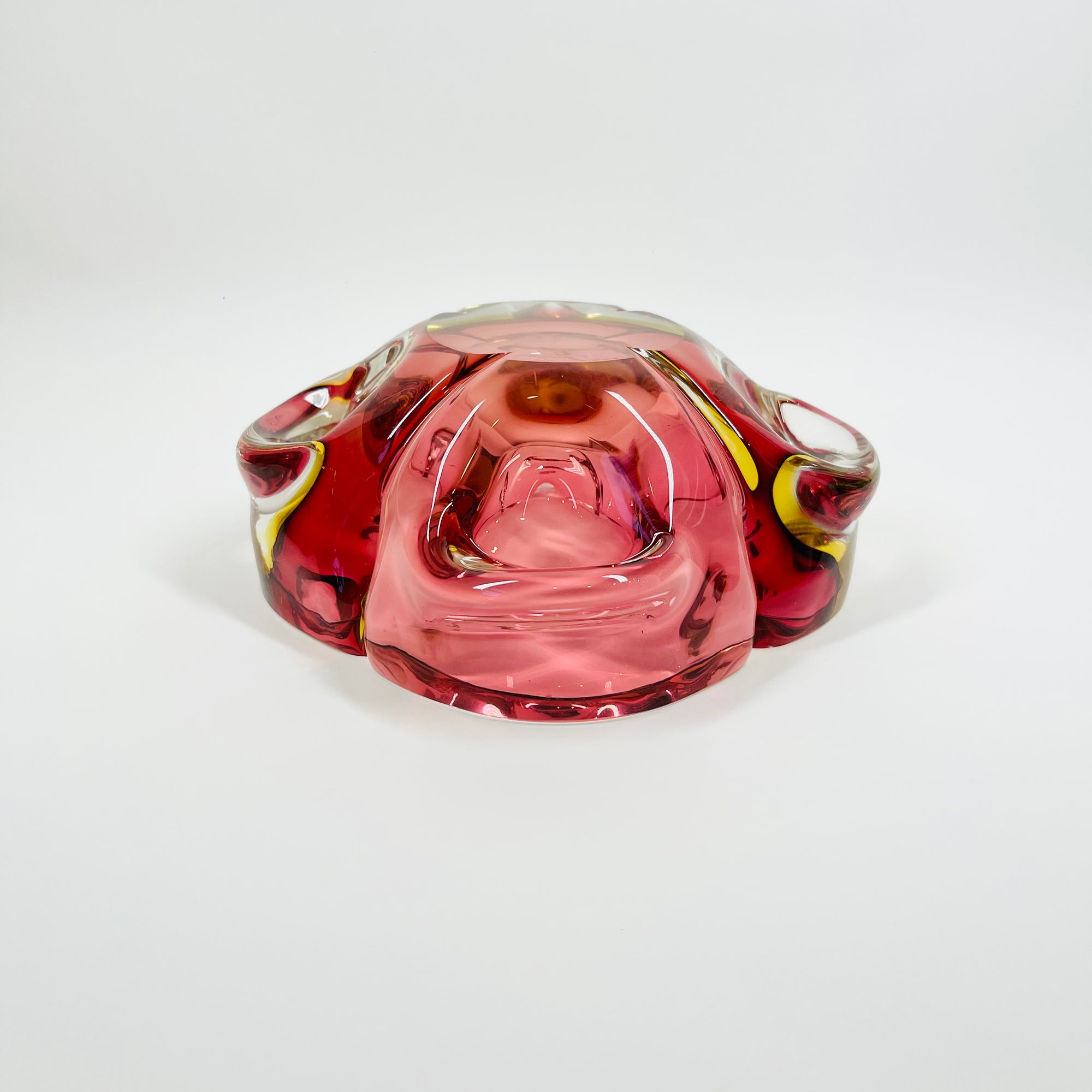 1950s MURANO PINK YELLOW SOMMERSO BOWL/ASHTRAY
