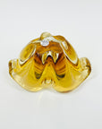 1960s ITALIAN MURANO AMBER GOLD SOMMERSO GLASS ASHTRAY/BOWL