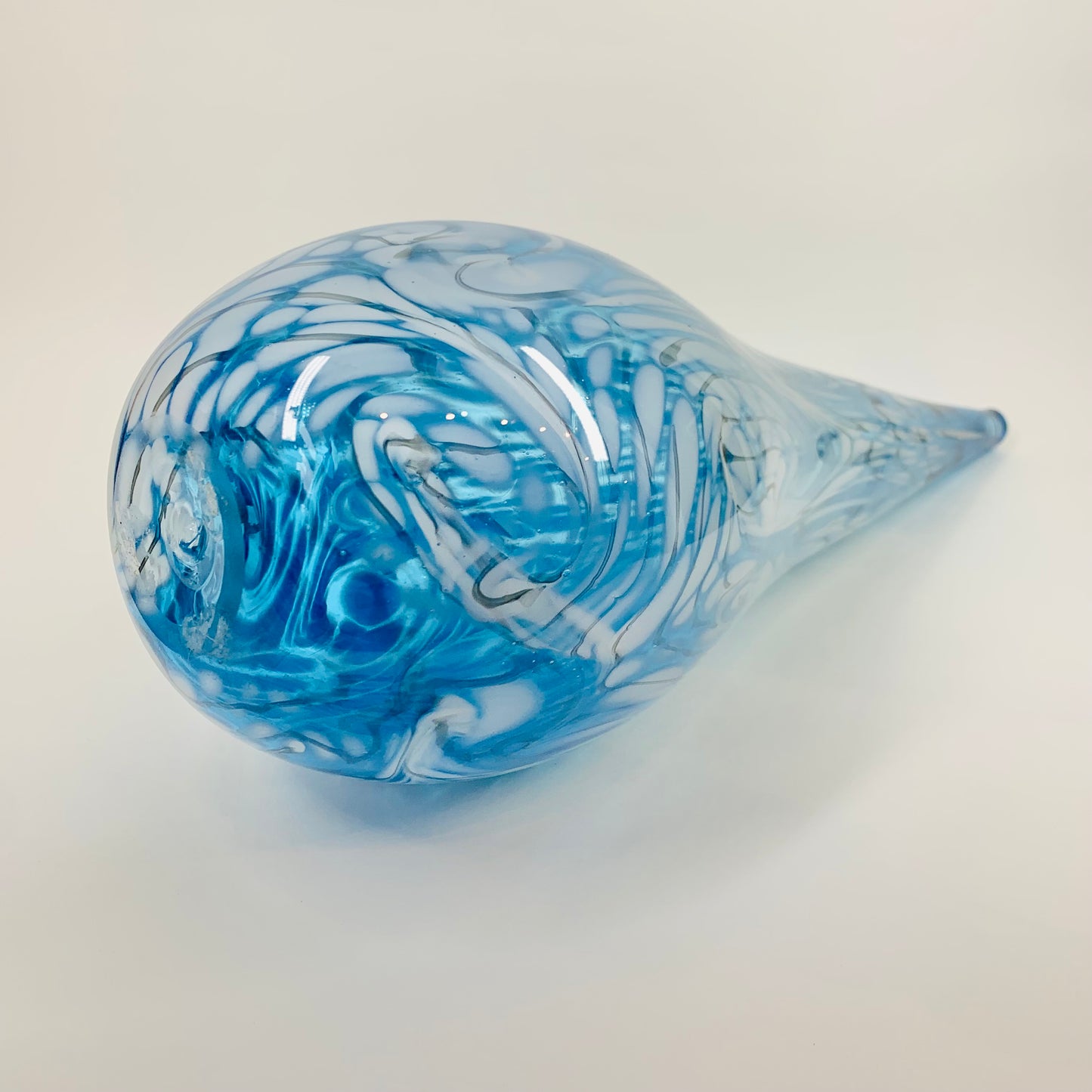 1980s MURANO MOUTH BLOWN BLUE SPATTER BOTTLE VASE