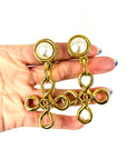 1995 CHANEL CC LOGO PEARL DROP INFINITY KNOT CLIP ON EARRINGS