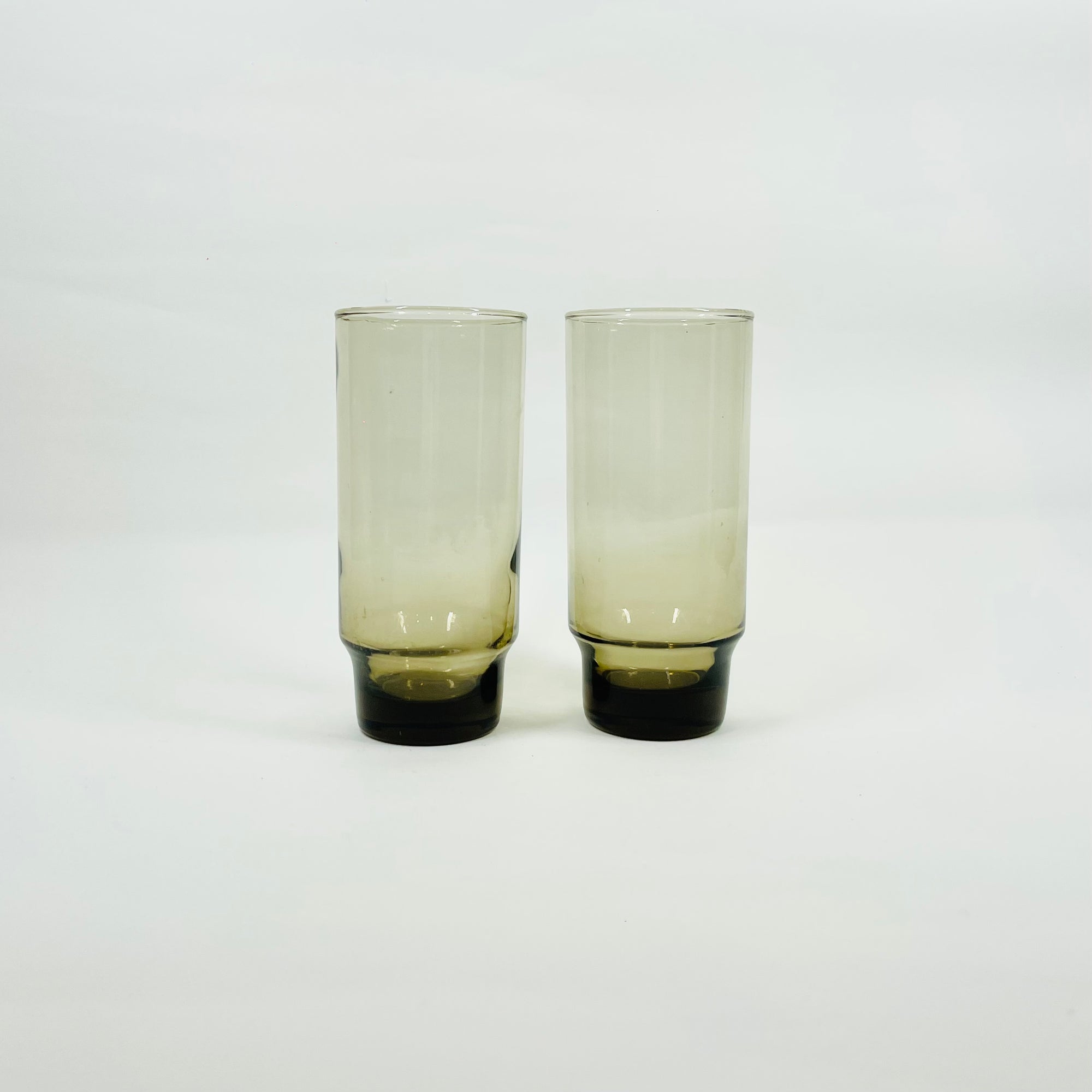 1950s GREY HIGHBALL GLASSES WITH PINCHED BASE