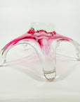 1950s LARGE CZECH SKRDLOVICE PINK SOMMERSO GLASS STARFRUIT BOWL