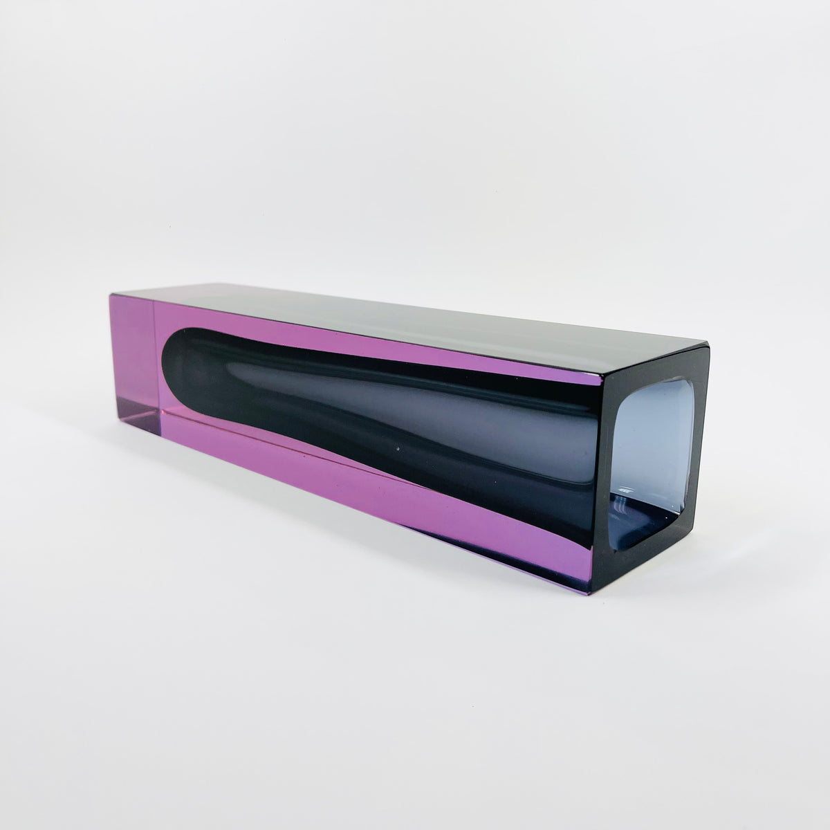 XL 1950s NEODYMIUM PURPLE MURANO SOMMERSO FACETED GLASS BLOCK VASE