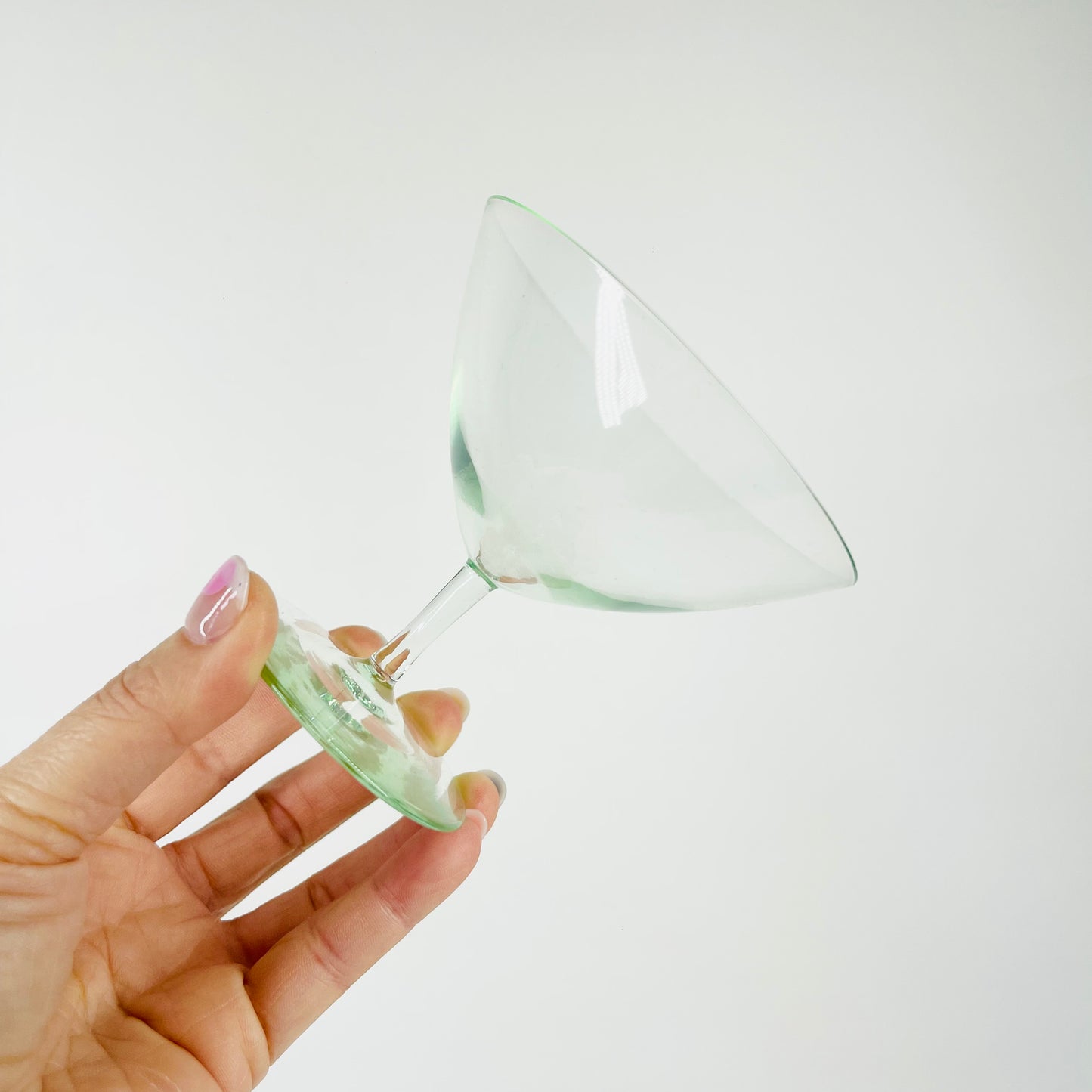 1950s GREEN SHORT STEM MARTINI GLASSES