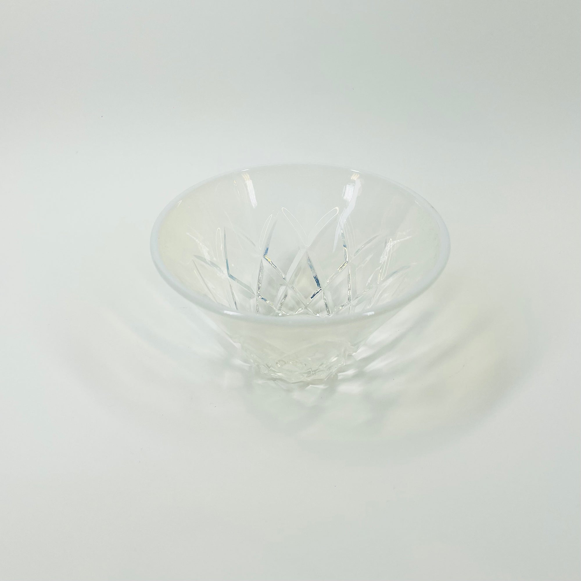 ANTIQUE PRESSED OPALESCENT GLASS MINI BOWL