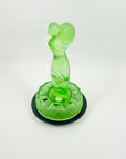 ANTIQUE ART DECO GREEN SATIN URANIUM GLASS LADY FLOWER FROG