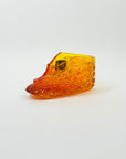 1940s OLD VIRGINIA PRESSED RED ORANGE AMBERINA GLASS BOOT/MINI VASE