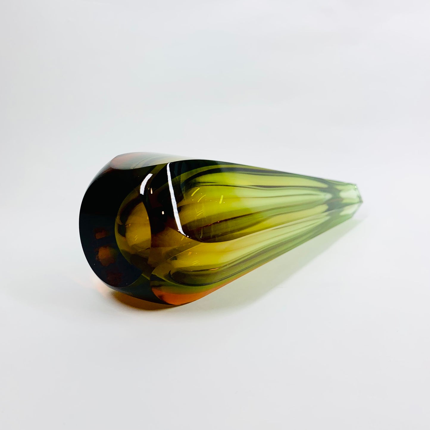 FACETED GREEN VASE