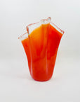 1970s JAPANESE CASED MANDARIN/ORANGE GLASS HANDKERCHIEF FLAME VASE