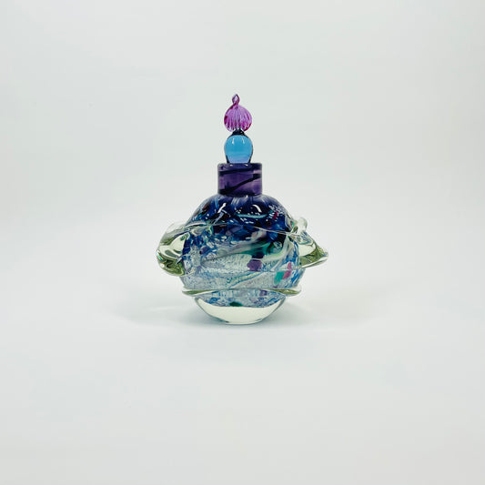 1980s AUSTRALIAN BLUE PURPLE ART GLASS PERFUME BOTTLE